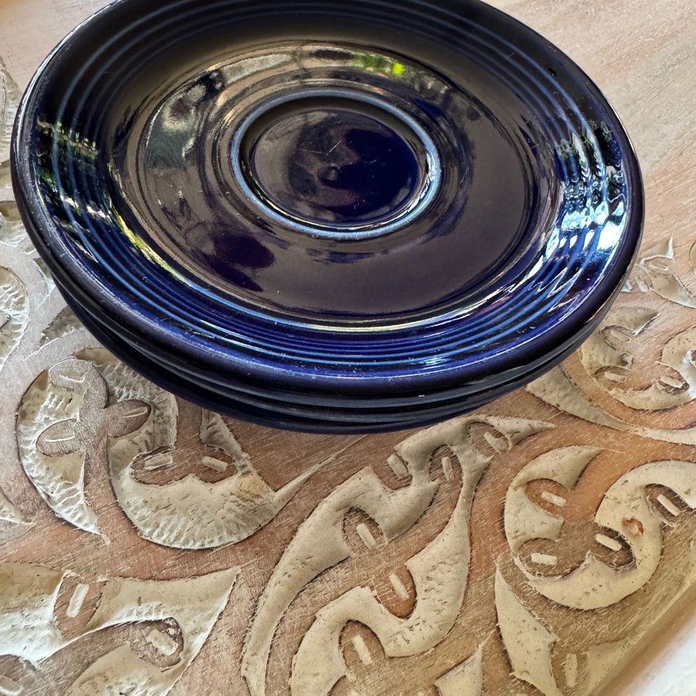 (3) Fiesta Deep Blue Ceramic SAUCERS